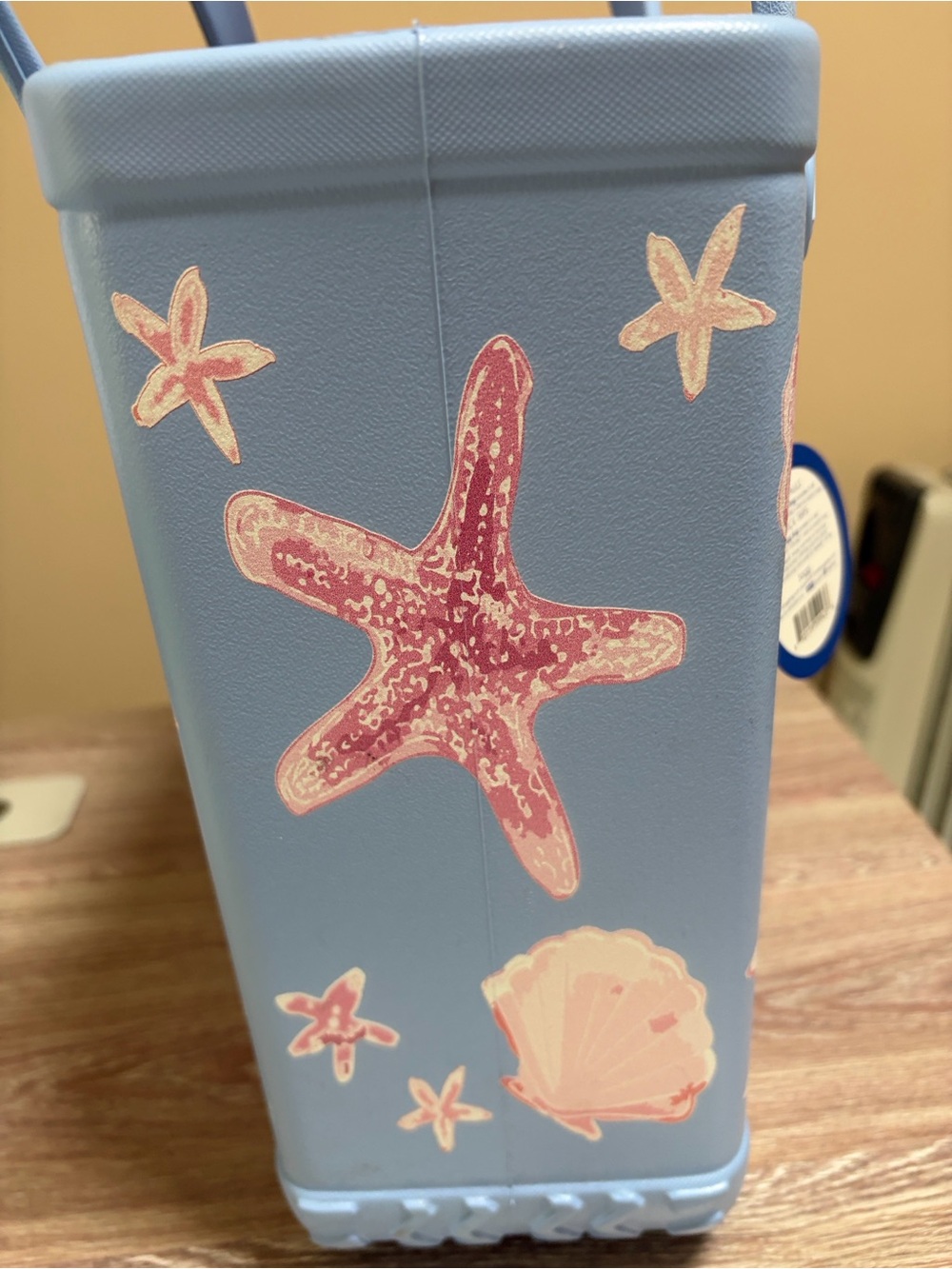 BOGG BAG Light Blue Tote with Pink Seashell & Starfish Print - Picture 2 of 9